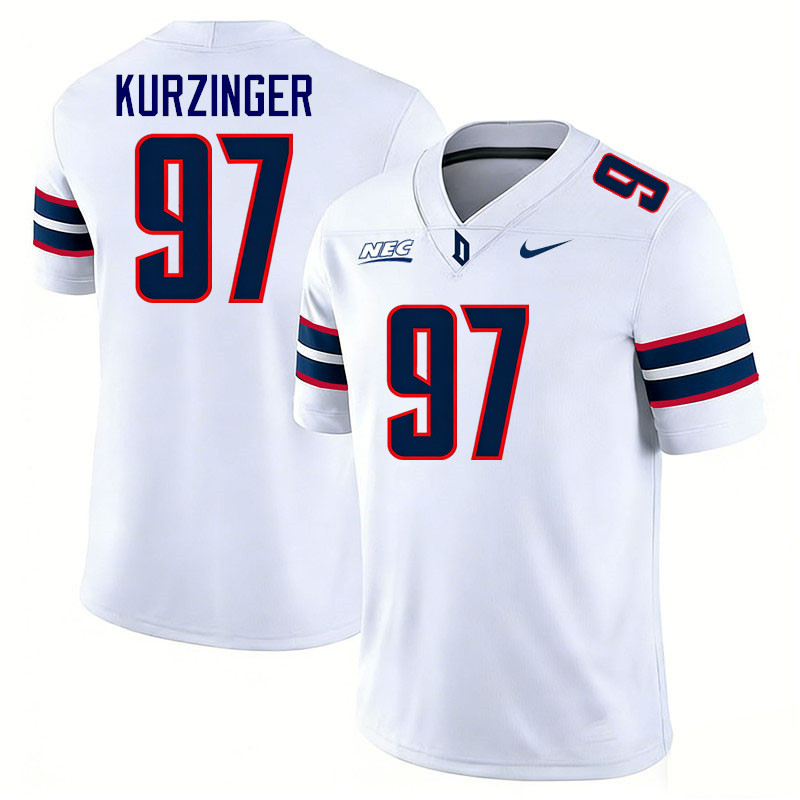 Duquesne Dukes #97 Kevin Kurzinger College Football Jerseys,Uniforms Stitched-White